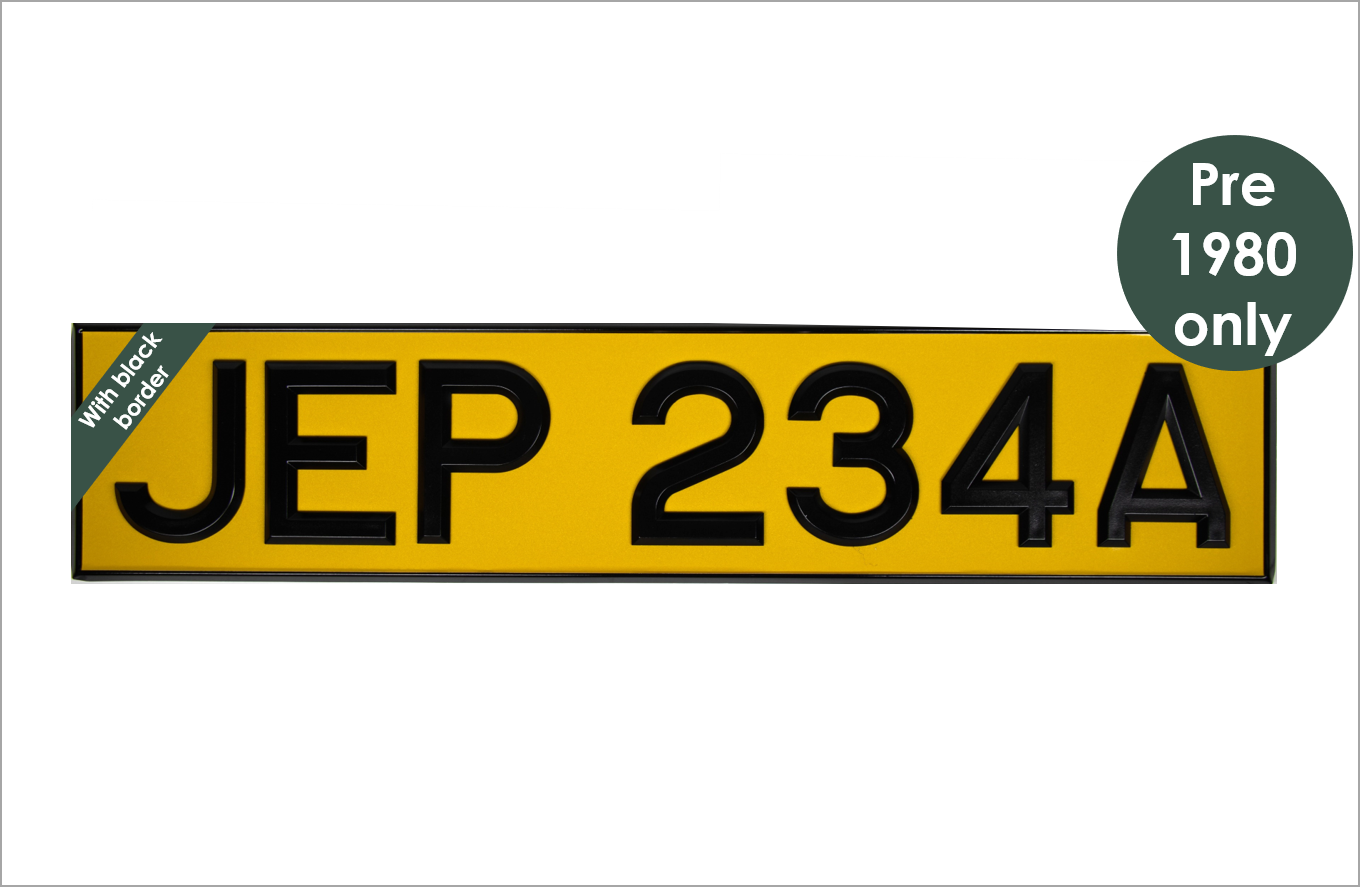 Yellow oblong 20 1/2 x 4 1/2" with 3 1/8" black peak digits and black bevel