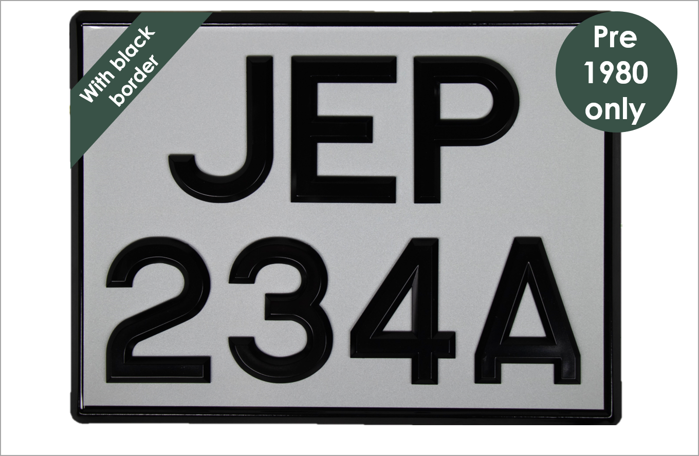 White square 11 3/4 x 8 3/4" with 3 1/8" black peak digits and black bevel