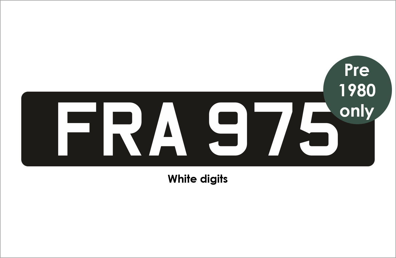 Self-adhesive: black oblong with white 3 1/8" digits