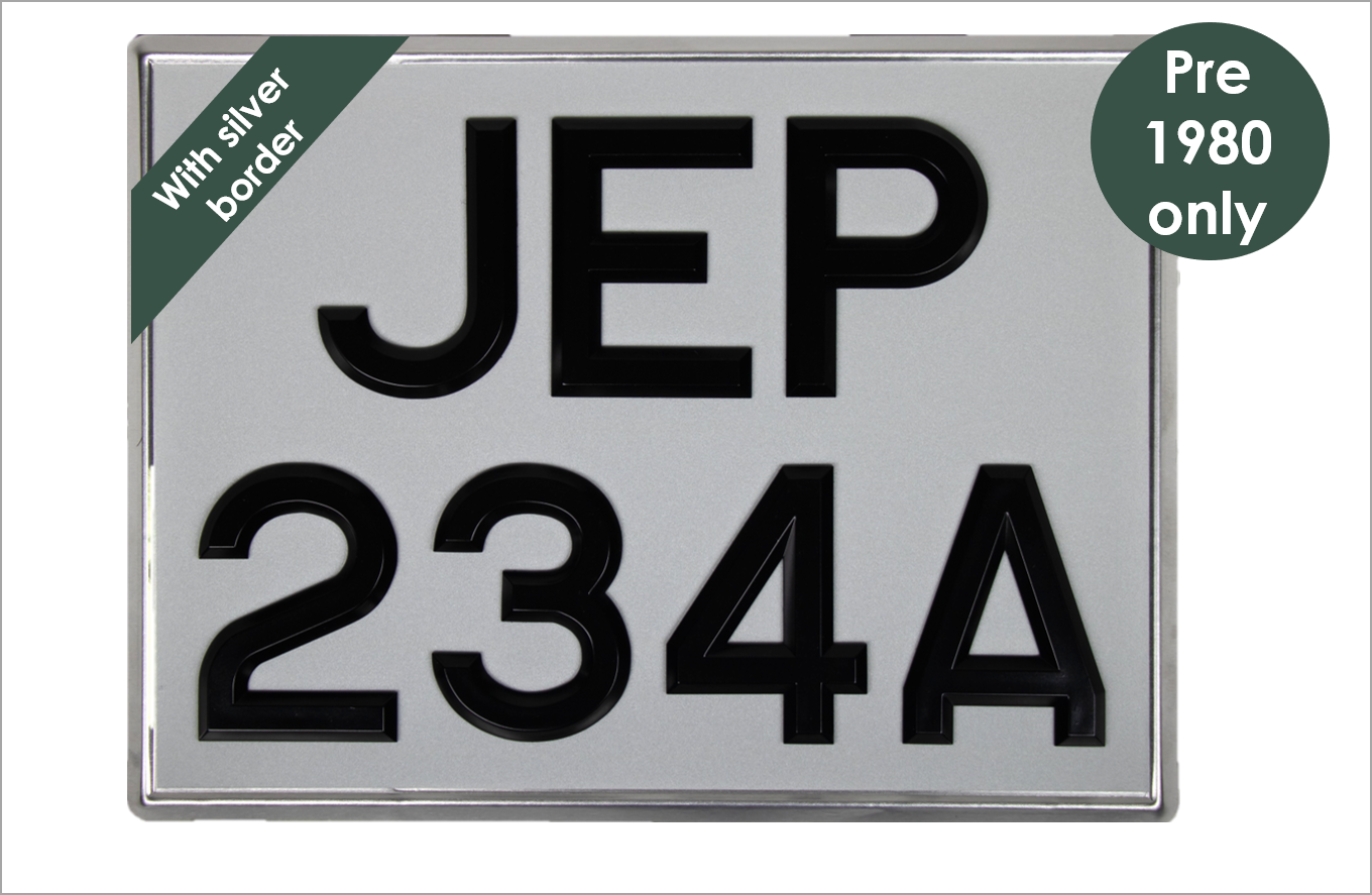 White square 11 3/4 x 8 3/4" with 3 1/8" black peak digits and silver bevel