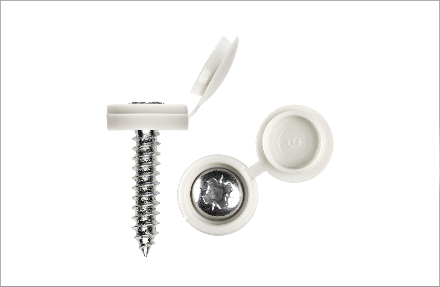 Self Tapping Screws and Caps White (Pack of 4)