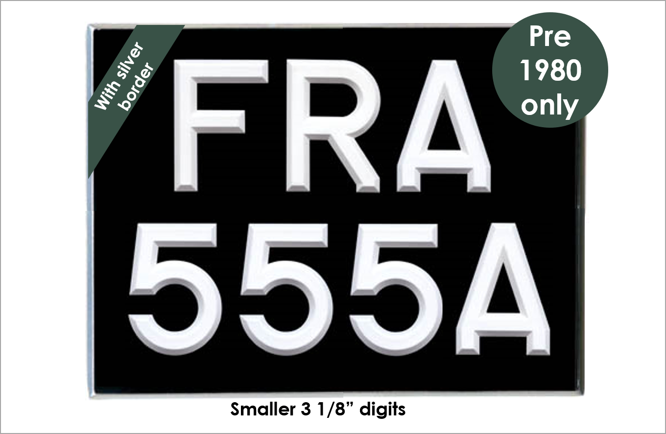 Square 11 3/4 x 8 3/4" with 3 1/8" white peak digits and silver bevel