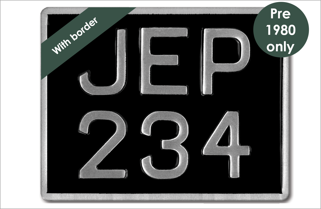 Embossed 9 x 7" with 2 1/2" digits and a border (up to 6 digits)