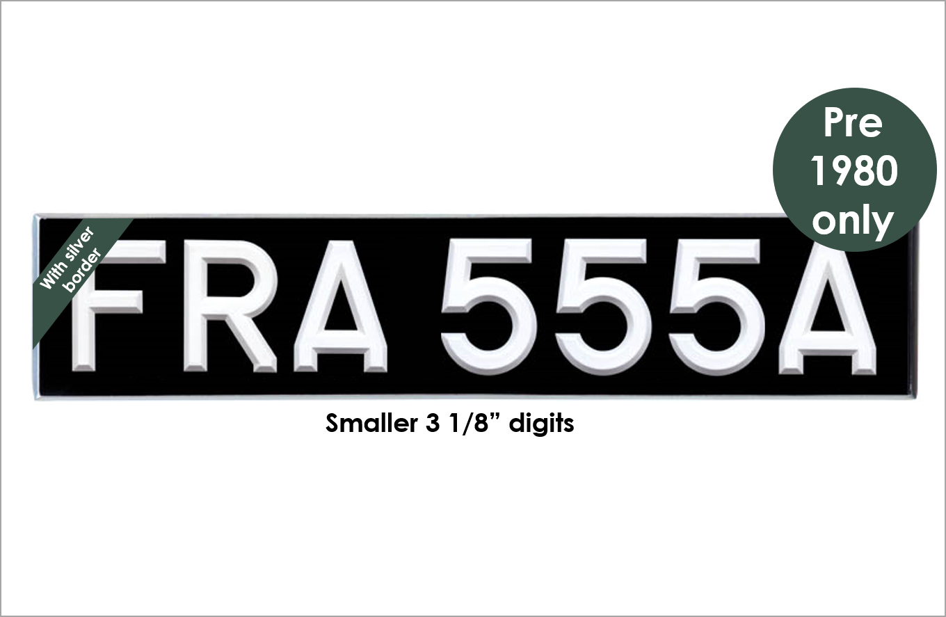 Oblong 20 1/2 x 4 1/2" with 3 1/8" white peak digits and silver bevel