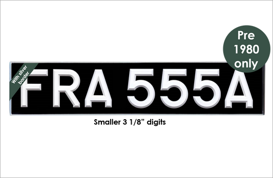 Oblong 20 1/2 x 4 1/2" with 3 1/8" white peak digits and silver bevel