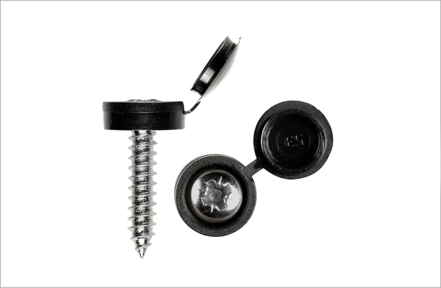 Self Tapping Screws and Caps Black (Pack of 4)