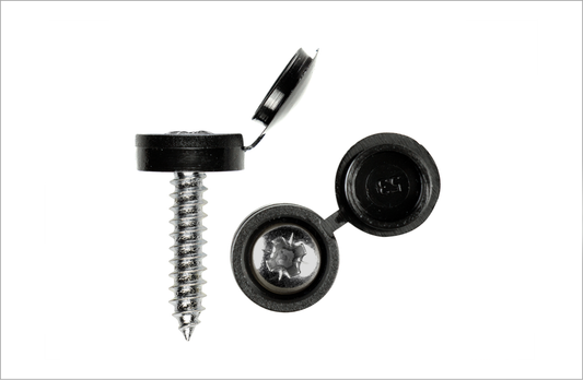 Self Tapping Screws and Caps Black (Pack of 4)