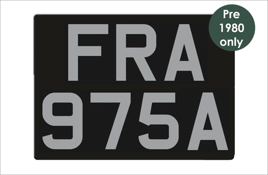 Smooth acrylic black square (11 3/4 x 8 1/2") with silver 3 1/8" digits