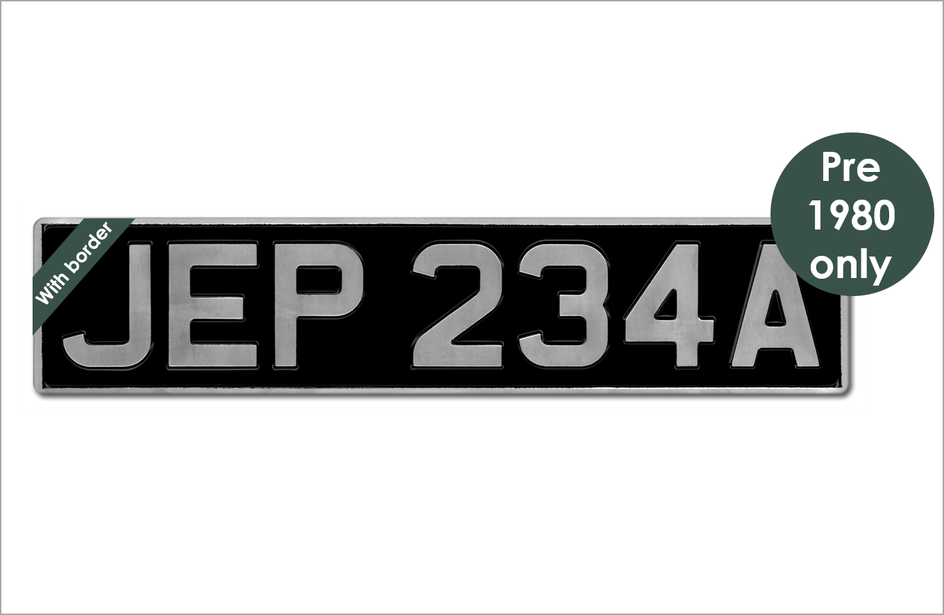 Embossed 7-digit oblong 20 3/4 x 4 1/2" with 3 1/8" digits and a border