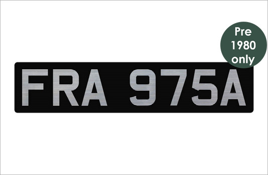 Ribbed acrylic: black oblong with silver 3 1/8" digits