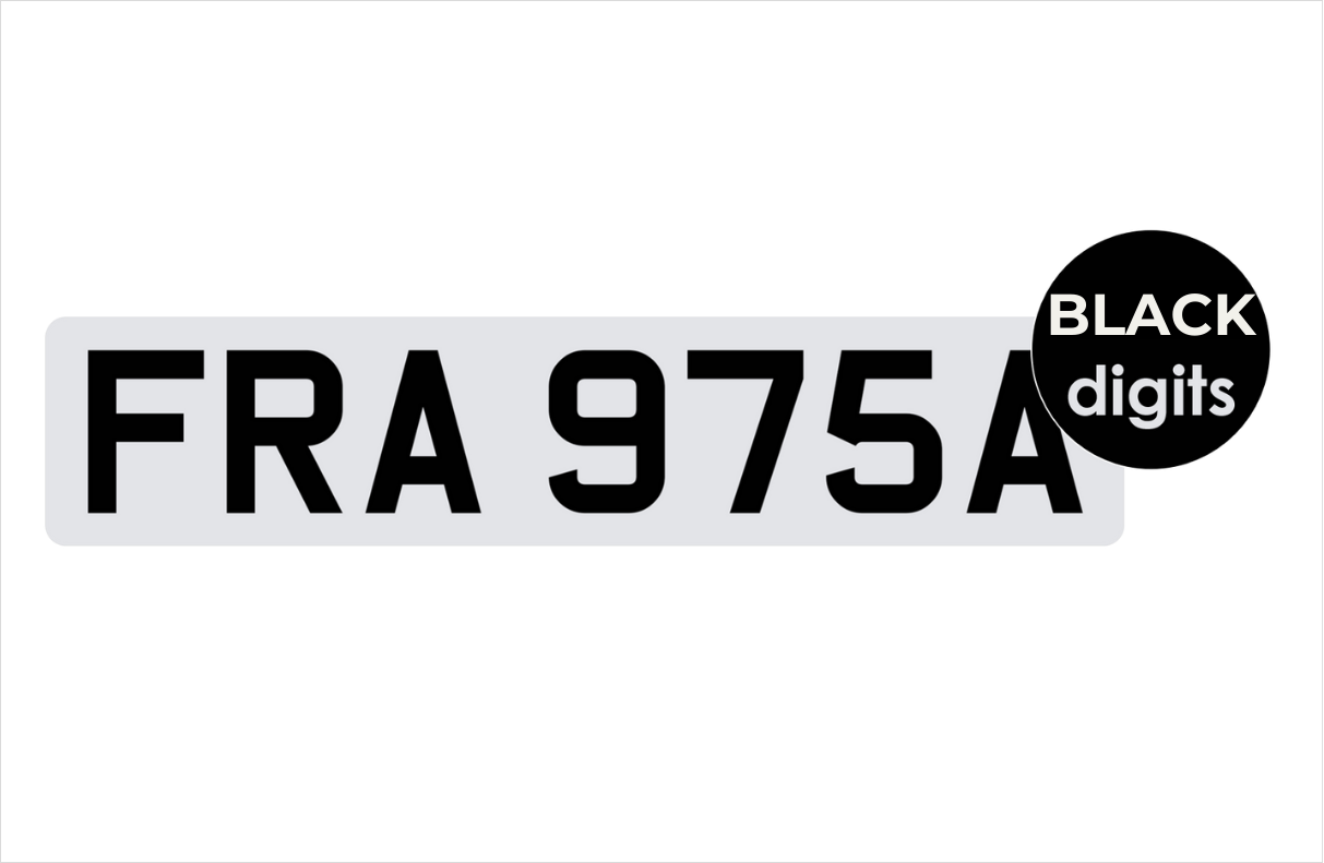 Self-adhesive: white oblong with black 3 1/8" digits