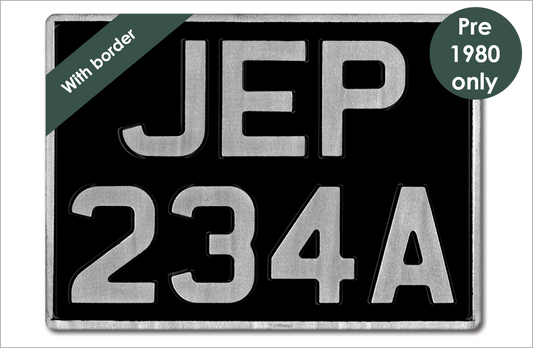 Embossed 7-digit square 11 5/8 x 8 3/8" with 3 1/8" digits and a border