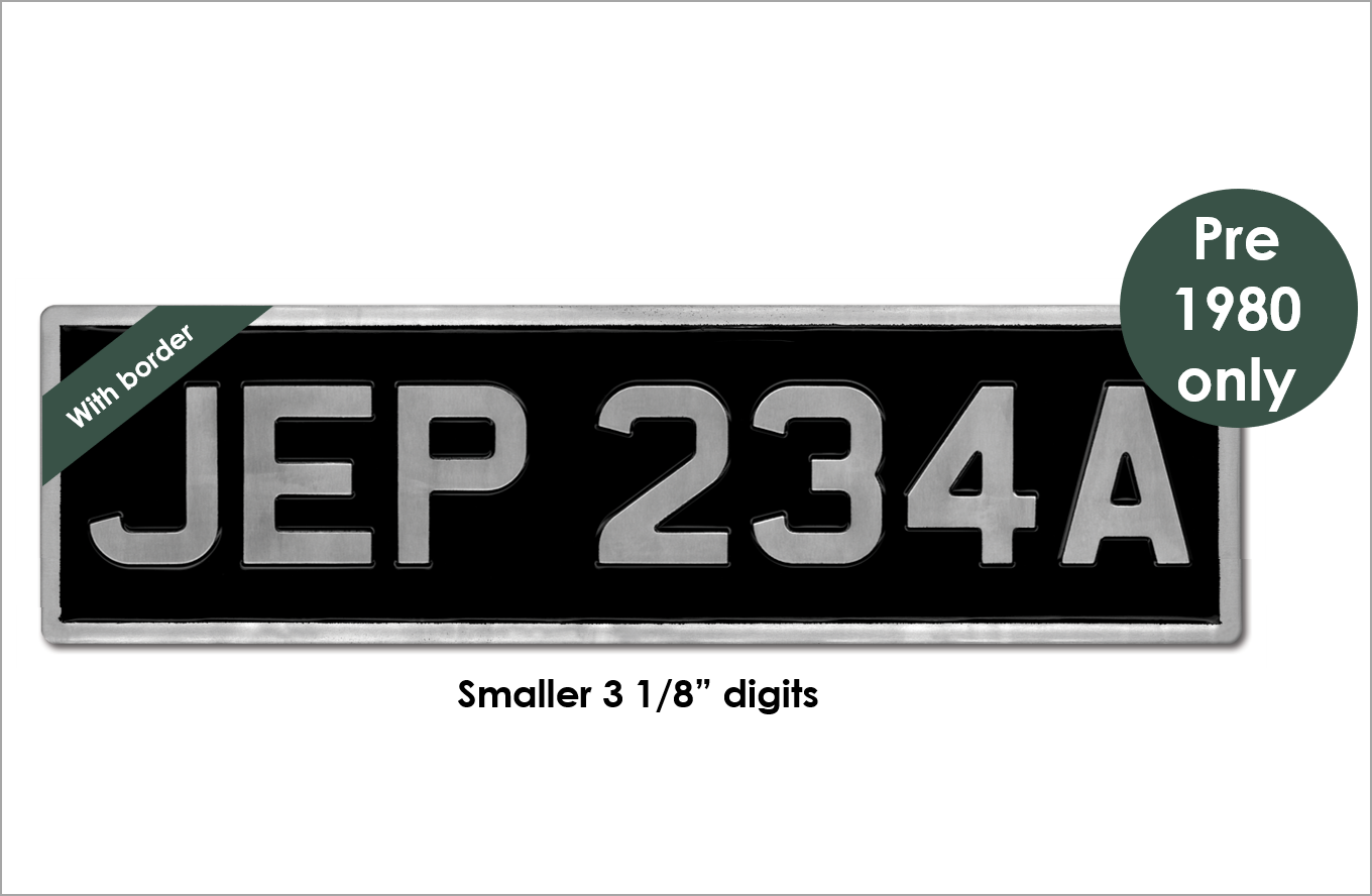 Embossed oversize 21 x 6" with 3 1/8" digits and a border