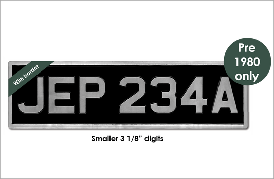 Embossed oversize 21 x 6" with 3 1/8" digits and a border