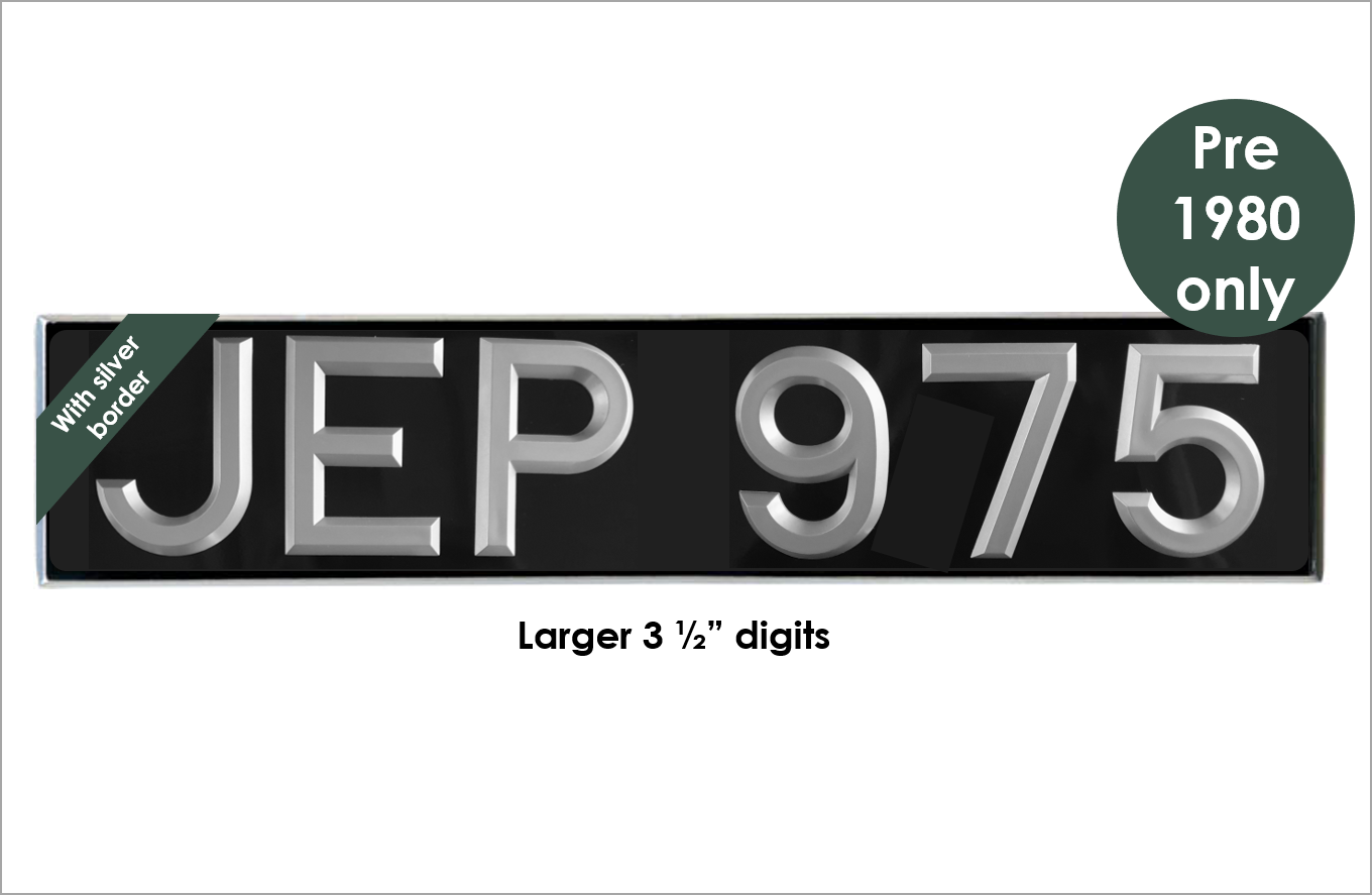 Oblong 20 1/2 x 4 1/2" with 3 1/2" silver peak digits and silver bevel