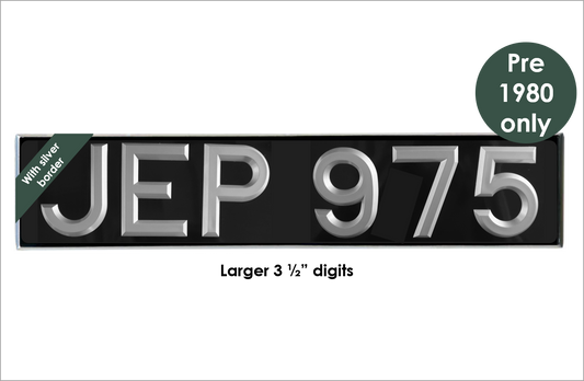 Oblong 20 1/2 x 4 1/2" with 3 1/2" silver peak digits and silver bevel