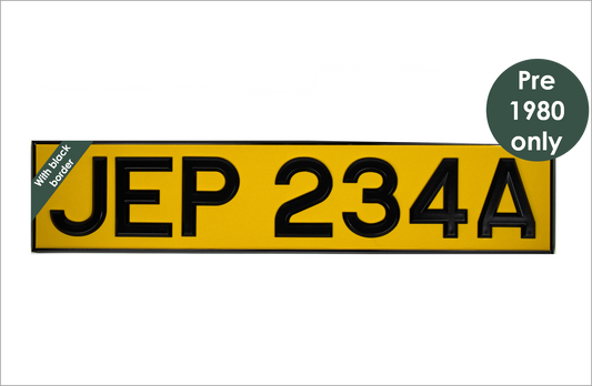 Yellow oblong 20 1/2 x 4 1/2" with 3 1/8" black peak digits and black bevel