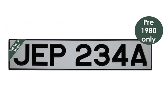 White oblong 20 1/2 x 4 1/2" with 3 1/8" black peak digits and black bevel