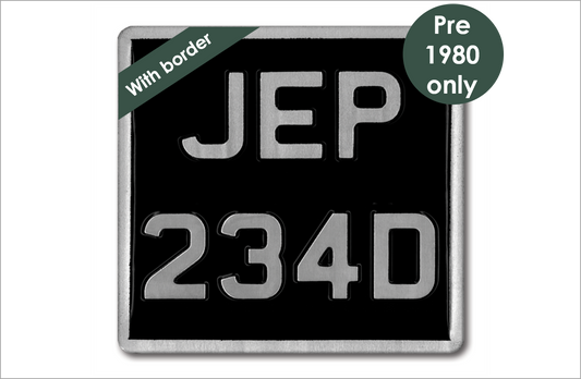 Embossed 7 x 6 1/2" plate with 1 3/4" digits and a border