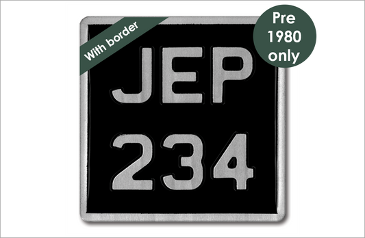 Embossed 6 1/2 x 6 1/2" plate with 1 3/4" digits and a border