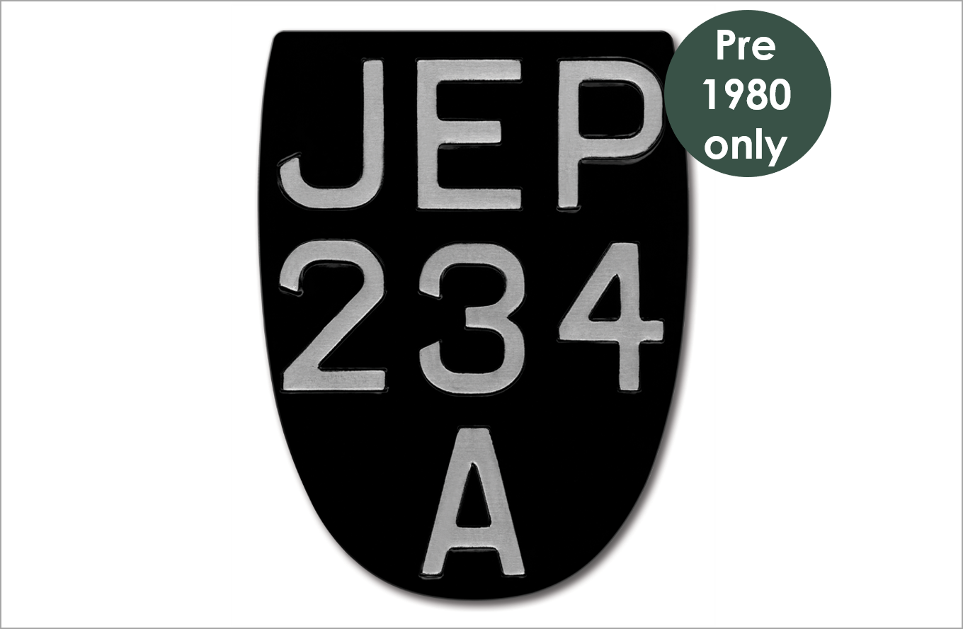 Embossed 3-line motorcycle 7 1/4 x 9 1/2" plate with 2 1/2" digits