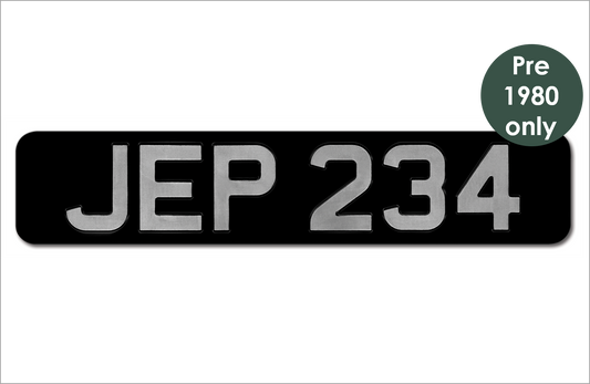 Embossed 7-digit Morris Minor rear oblong 20 1/4 x 4 1/4" with 3 1/8" digits