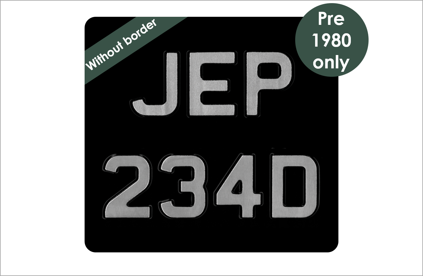 Embossed 7 x 6 1/2" plate with 1 3/4" digits