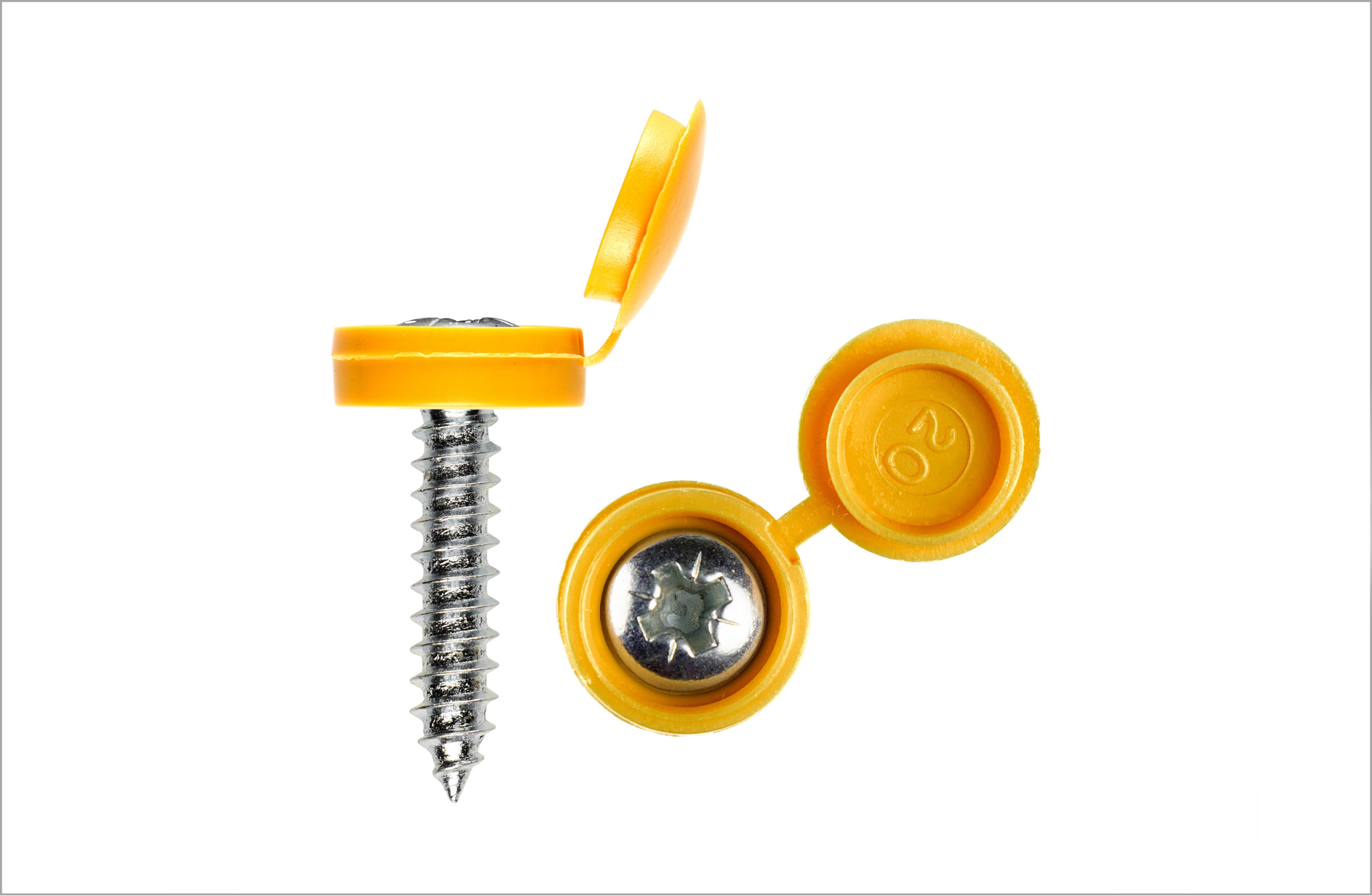 Self Tapping Screws and Caps Yellow (Pack of 4) – Framptons Plates