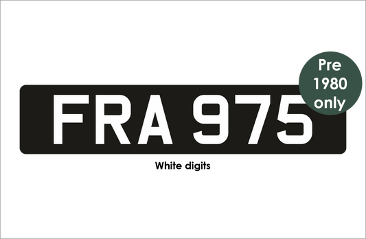 Self-adhesive: black oblong with white 3 1/8" digits