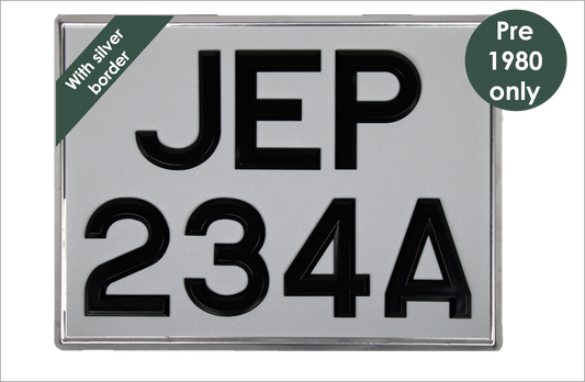 White square 11 3/4 x 8 3/4" with 3 1/8" black peak digits and silver bevel