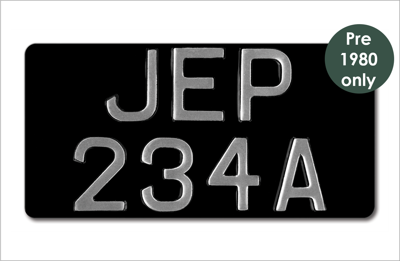 Embossed US-size 12 x 6" plate with 2 1/2" digits