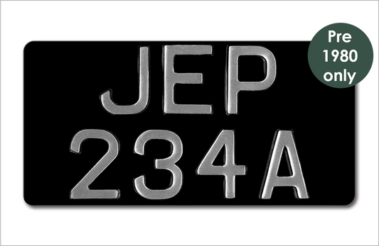 Embossed US-size 12 x 6" plate with 2 1/2" digits