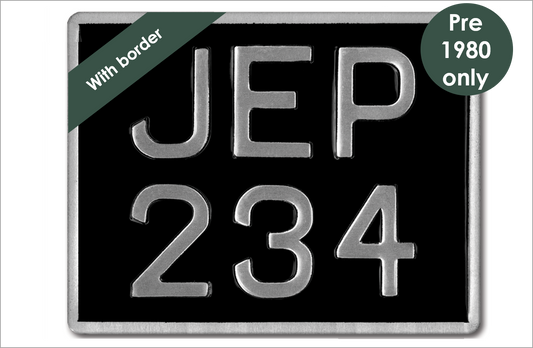 Embossed 9 x 7" with 2 1/2" digits and a border (up to 6 digits)