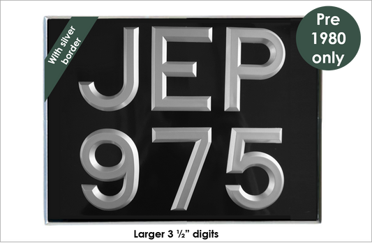 Square 11 3/4 x 8 3/4" with 3 1/2" silver peak digits and silver bevel